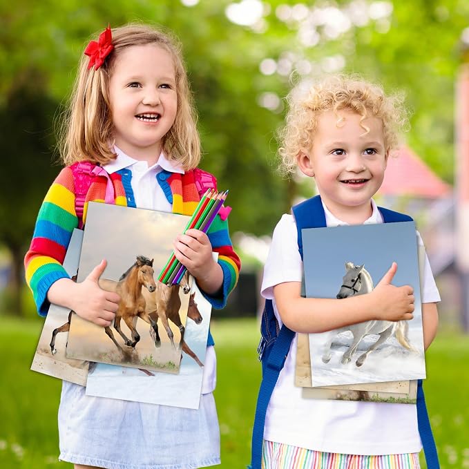 Horse Decorative File Folder Set Horse 2-Pocket Folder Set 6 Designs Laminated Folder for Teachers Students School Office Supplies Animal Pocket Homework Folders Bulk for Kids 12 Count 8.6in x 11.8in