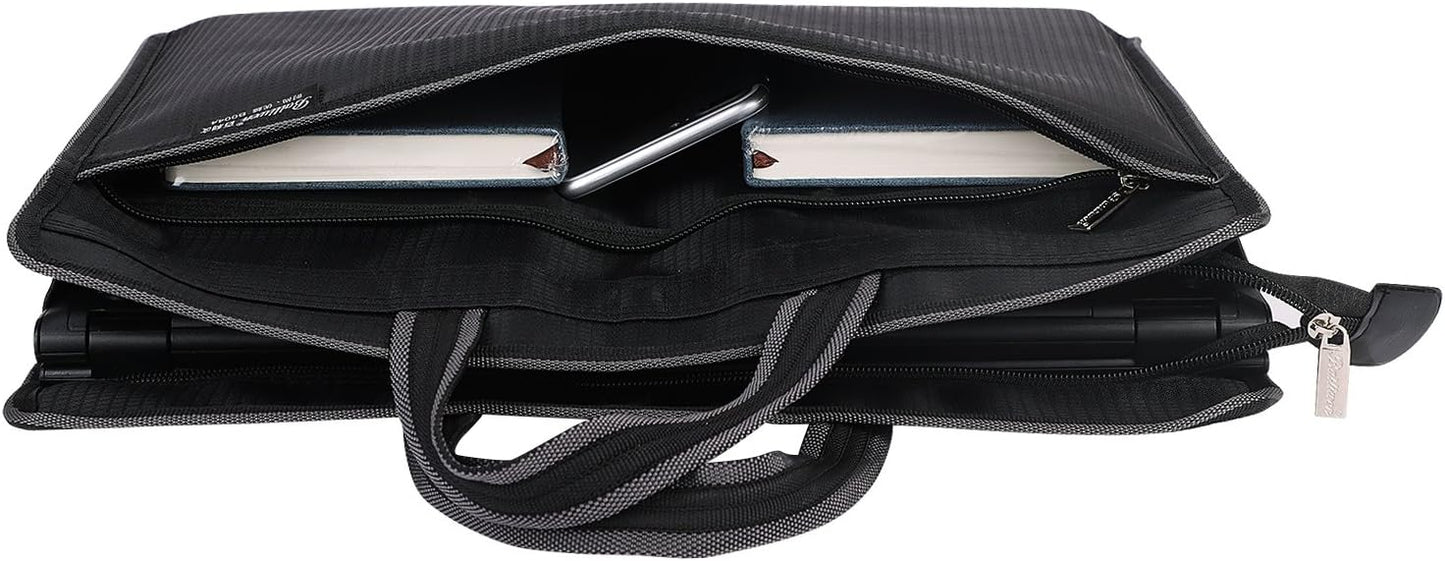 Zippered Document Bag with Handle Oxford Waterproof Portfolio Case Lightweight Business Briefcase Handbag A4 File Organizer