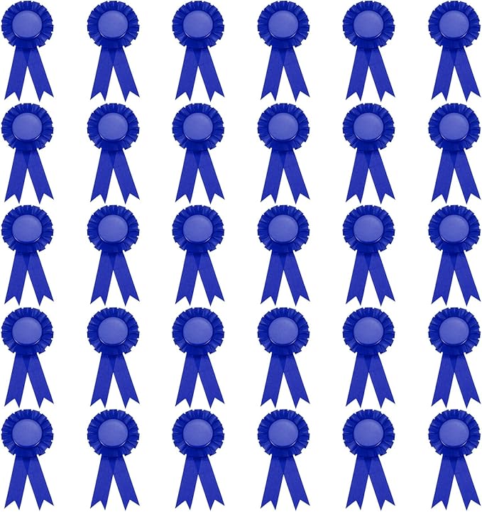 PATIKIL Blue Polyester Blank Award Ribbon, 30 Pcs, 15.5 x 8 cm, Graduation, Wedding
