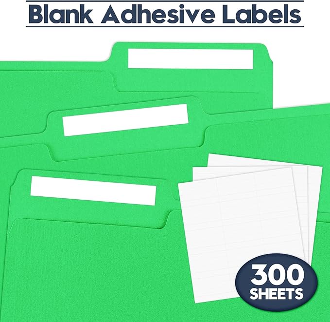 File Folders,150 Pack Letter Size Colored File Folders,8.5" x 11",1/3 Cut Tab,Durable Paper Bulk Folders with Blank Labels,File Folders for Office Business School Home Use,Grass Green