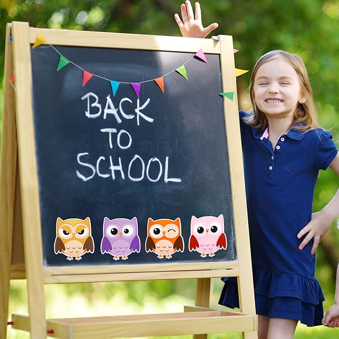 45 Pcs Colorful Owls Cutouts Bulletin Board Decor Owl Accents Paper Cutouts Name Tags Labels Classroom Decor for Back to School Classroom Bulletin Board Decorations Wall Teacher Student Birthday Party