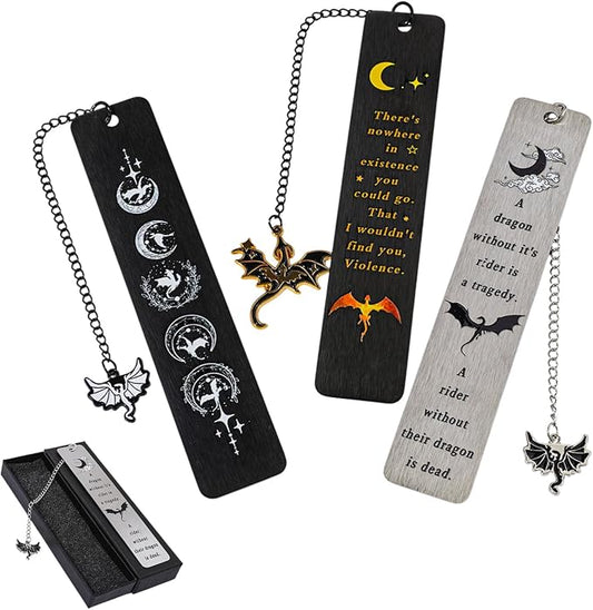 Fantasy Fourth Wing Dragon Sword Bookmarks - Fourth Wing Fans Page Markers Cool Bookmarks for Men Fantasy Dragon Gifts for Male Readers as Birthday Gifts (Dragon Bookmark Set 11)