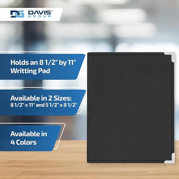 Executive Notebook Portfolio, VIP Faux-Leather Padfolio for Women and Men, Includes 8.5-by-11-Inch Writing Pad, Black