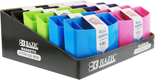 BAZIC PRODUCTS Magnetic Locker Storage Box, 3 Compartments, Magnetic Poly Bin, Grab-and-Go Opening, for School Gym Lockers, Case of 12