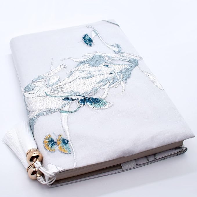 BLBMH 5.5x8.5 Fabric Bible Cover Non-Stretch | Built-in Bookmark | Handmade Washable Book Sleeve for Paperback Journal Privacy Reading Gift for Women - Kitsune