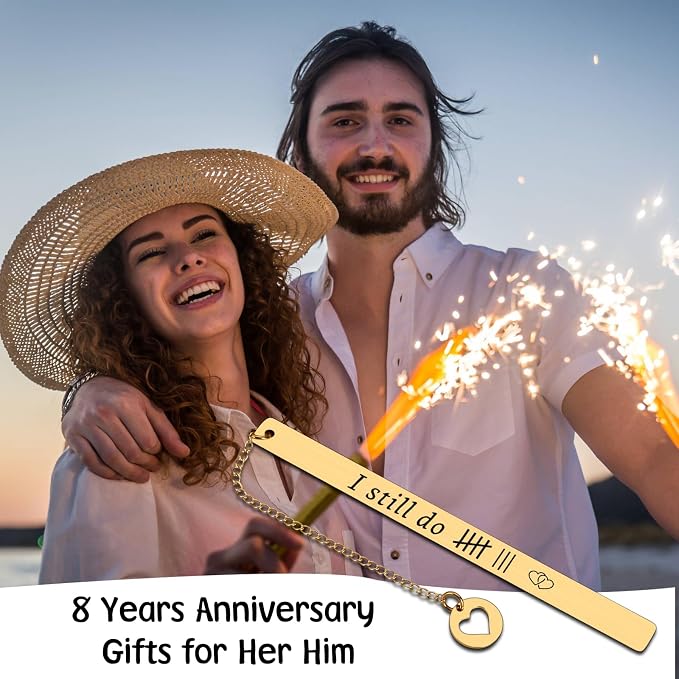 8th Anniversary Bookmark Gifts for Him Her, 8 Years Bronze Anniversary Wedding Gift for Couple Wife Husband, Bookmark Gift for Women Men Book Lovers, Wedding Christmas Valentines Birthday I Still Do