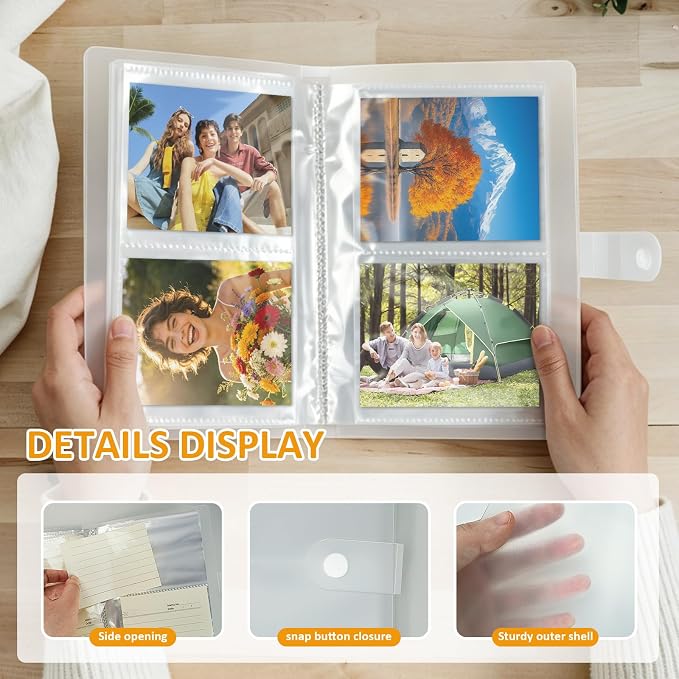 Nirvany 4x6 Index Organizer Book, Clear Flash Card Holder with 50 Plastic Sleeves, Binder Folder for Notes, Recipes & Study Supplies, Stores Up to 200 Pieces