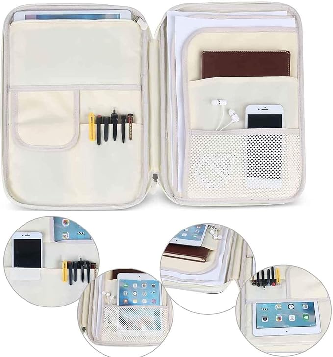JAKAGO A4 Travel Portfolio Multifunctional Document Organizer Zippered Case for Office Supplies (Orange)