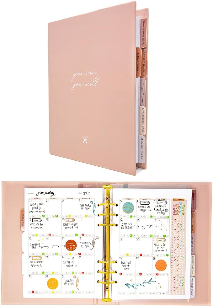 CanPlan Mental Health Planner - Self Care Gift for Women, Mental Health Journal, Book, Anxiety, Depression, ADHD Planner and Tracker, Self Love Self Care Journal, Wellness Planner, Pink