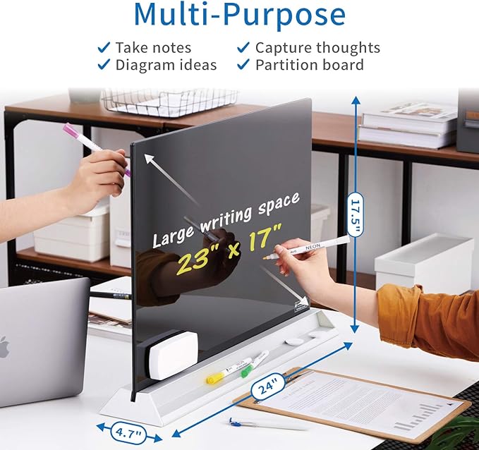 Audio-Visual Direct Magnetic Memo White Board Planner for Reception & Office (Divider, Black)