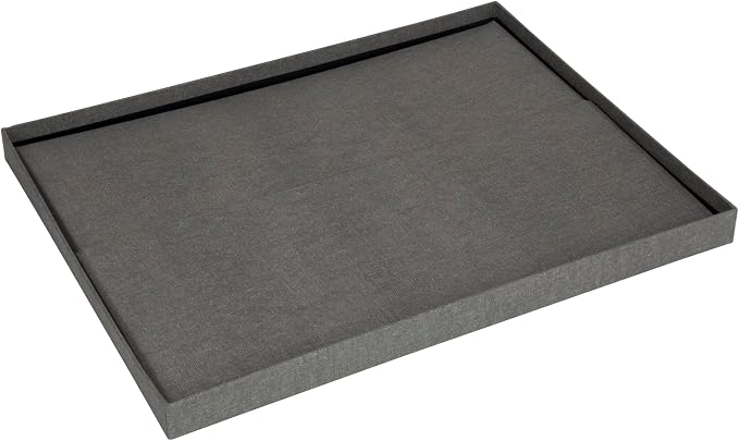 Bigso Katrin KD Collapsible Storage Box with Labelframe for Easy Identification - Simple Assembly without Tools - Decorative Storage Boxes with Lids - 13.5in x 17.6in x 7.2in - Light Gray