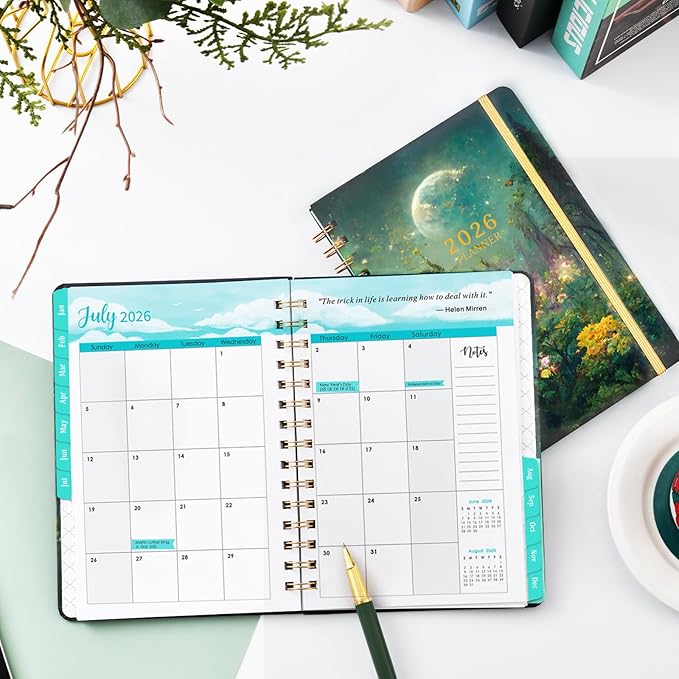 2026 Planner - 2026 Planner Weekly and Monthly with Tabs, Jan 2026 - Dec 2026, 6.4" x 8.5", 2026 Calendar Planner, Twin-wire Binding, Premium Paper, Hardcover, Back Pocket for Women & Men