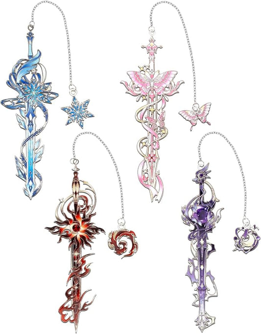 4 Pieces Metal Eternal Sword Series Bookmark, Perfect for Women Readers (BKM-067-F4)