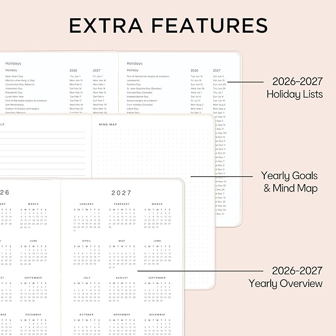 And Per Se Undated Weekly Planner 2026, A5 size Leather Hardcover Planner with Goals & Habit Tracker – ADHD Planner & Productivity Journal (Botanical Floral)