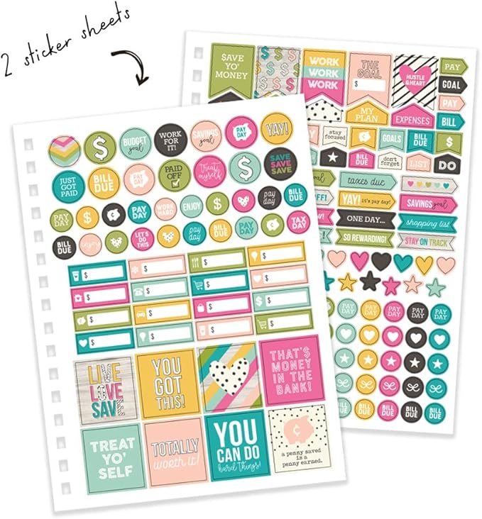 Pukka Pad, Carpe Diem Budget Planner Spiral Bound Notebook with 12 Month Calendar, Dividers, Inserts, and Sticker Sheets – Features Savings Goals & Tracker, Financial Overview, and Bank Information