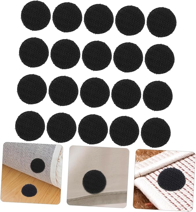 Luxshiny 20pcs Heavy Duty Hook and Fasteners Double-Sided Sticky Tape for Round Adhesive Gripper Tapes for Secure Mounting of Carpets Cables and Remotes