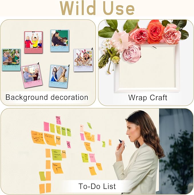 Cream Bulletin Board Roll Reusable Waterproof Erasable Pastel Cream Bulletin Board Wrinkle Resistant Poster Non-Woven Fabric Bulletin Board Roll for Classroom Decor Wrapping Paper Crafts 15.55" x40ft