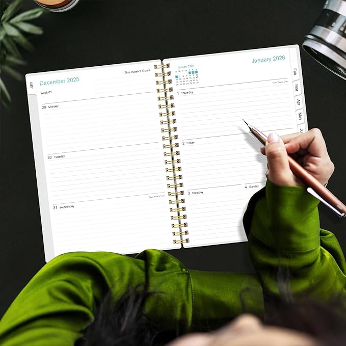 2026 Planner - Planner 2026 from January 2026 - December 2026, Weekly & Monthly Planner Spiral Bound with 12 Monthly Tabs, Inner Pocket, 6.4" x 8.5", Flower-A