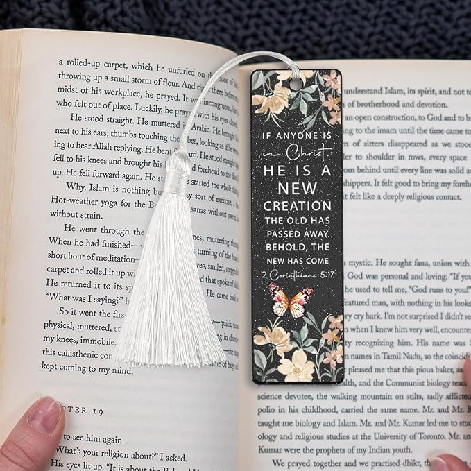 Christian New Creation Bookmark, Inspirational Gift for Believers, Uplifting Gift for Spiritual Readers, Spiritual Bookish Present, Unique Floral & Scripture Design Bookmark, WCB59