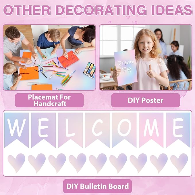 Dreamy Gradient Bulletin Board Paper Roll Pastel Gradient Bulletin Board Background Paper Back to School Classroom Decoration Poster Art Craft Home Wall Education Decoration Supplies 17.7in x 20ft