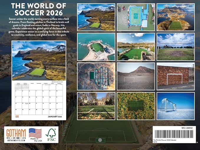 Soccer Calendar 2026 Monthly Wall Calender 12 Month | American Made In The USA