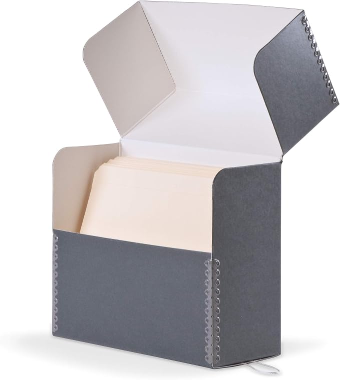 Gaylord Archival Blue/Grey Document Storage Box with Flip-Top Lid - 5W x 15 1/4L x 10 1/4" H