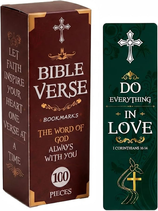 100 PCS Bible Verse Bookmark, Gold Foiled Religious Bookmarks for Women & Men, Christian Gifts for Bible Study Group, Church Supplies,Easter Gift, Baptism,Confirmation Gift