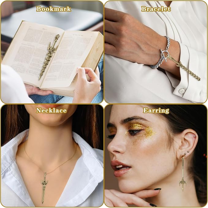 20 Pcs Antique Swords Bookmark Metal Vintage Knife Charms Silver Keychain Sword Mini Ancient Knife Accessory Gift for Book Lovers Christmas