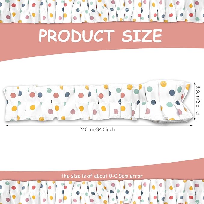 Irenare 6 Rolls Ruffled Bulletin Board Borders for Classroom Decor DIY Farmhouse Burlap Bulletin Border Trim Crafts Classroom Home Decor (2.5 x 94.5 Inch,Boho Polka Dot)