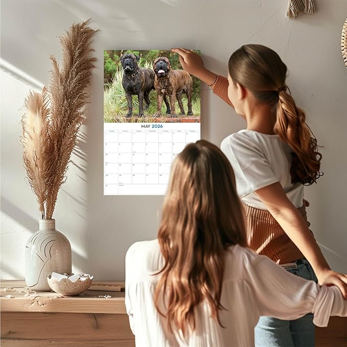2025 2026 Bull Mastiff Calendar - Dog Breed Monthly Wall Calendar - 12" x 18" Open - Thick No-Bleed Paper - Giftable - Academic Teacher's Planner Calendar Organizing & Planning - Made in USA