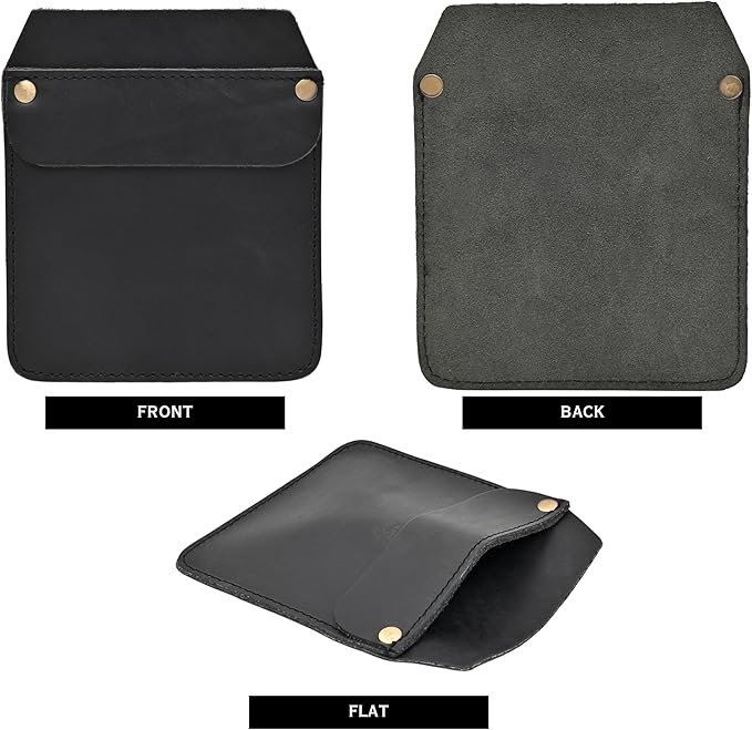Large Pocket Protector Genuine Black Buffalo Leather Pen Holder Pouch Organizer for Shirts, Lab Coats, Pants - Multi-Purpose - Holds Pens, Pencils, tools and Notes for School, Office