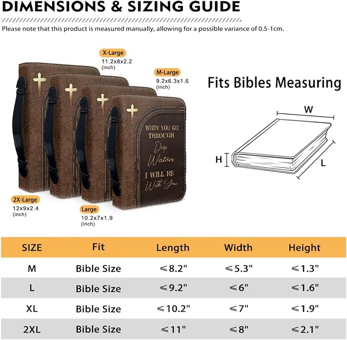 Retro Style Cross and Lion Bible Case with Bookmark Waterproof Bible Cover Case for Women Lightweight Bible Bag with Handle Pockets Church Book Bag Brown