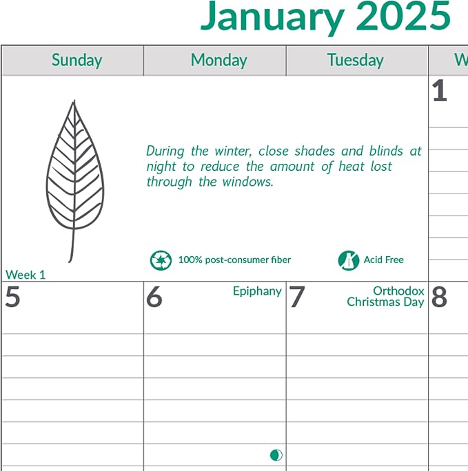 Brownline® 2025 EcoLogix® Monthly Wall Calendar, 12 Months, January to December, Twin-Wire Binding, 12" x 17", Recycled (C171103-25)