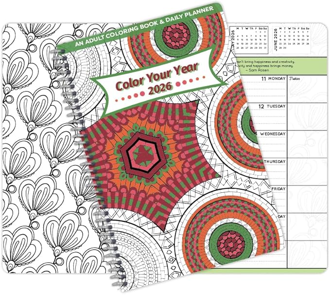 Dated Annual Color Your Year 2026 Planner, Full Calendar Year, Small (5.5" by 8.5")