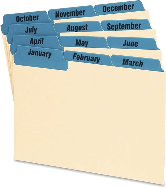 Oxford 04613 Laminated Tab Index Card Guides, Monthly, 1/3 Tab, Manila, 4 x 6, 12/Set (OXF04613)