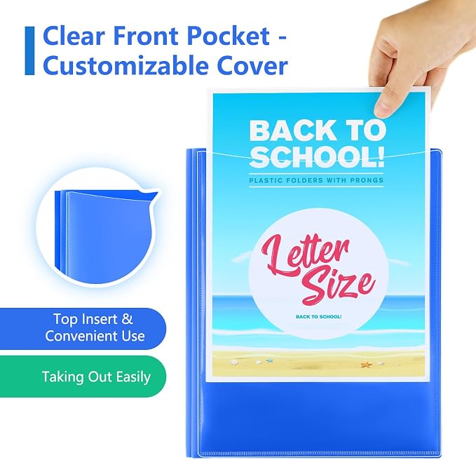 KTRIO 16 Pack 3 Prong Folders, Clear Front Pocket, Letter Size, 4 Colors | Clear Front Pocket, 3 Prong Fasteners, Heavy Duty Poly, Letter Size Fit, 16 Pack 4 Colors