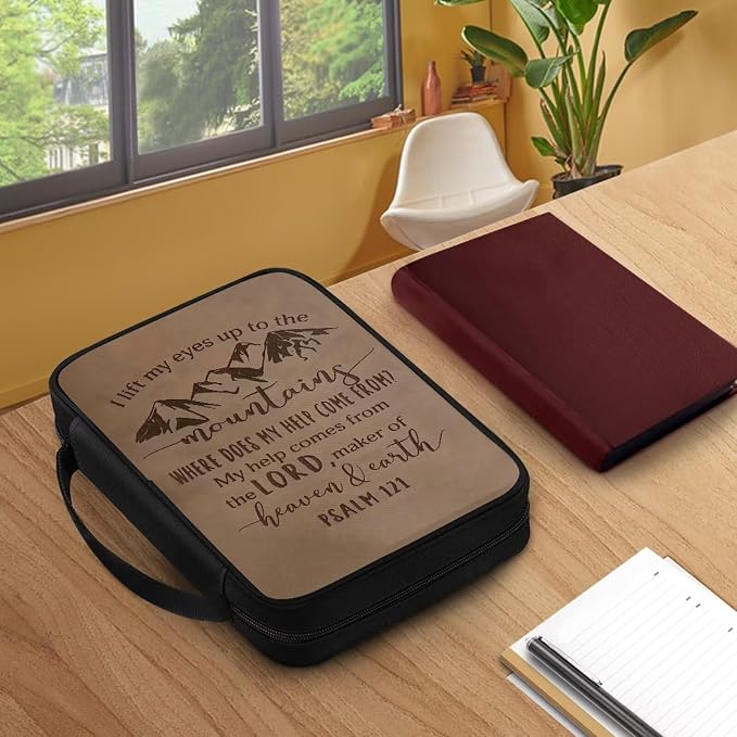 Psalm Mountains Print Bible Case Covers for Men Women,Bible Bag with Handle Study Supplies Accessories