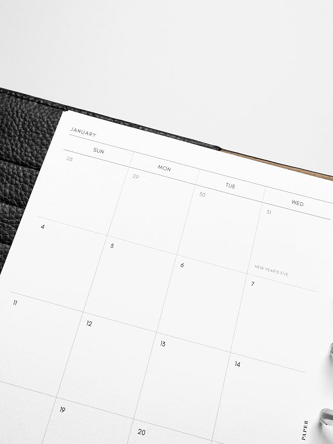 2026 Cloth and Paper Year Dated Monthly Planner Inserts | Sunday Start (Pocket-FBM, white)