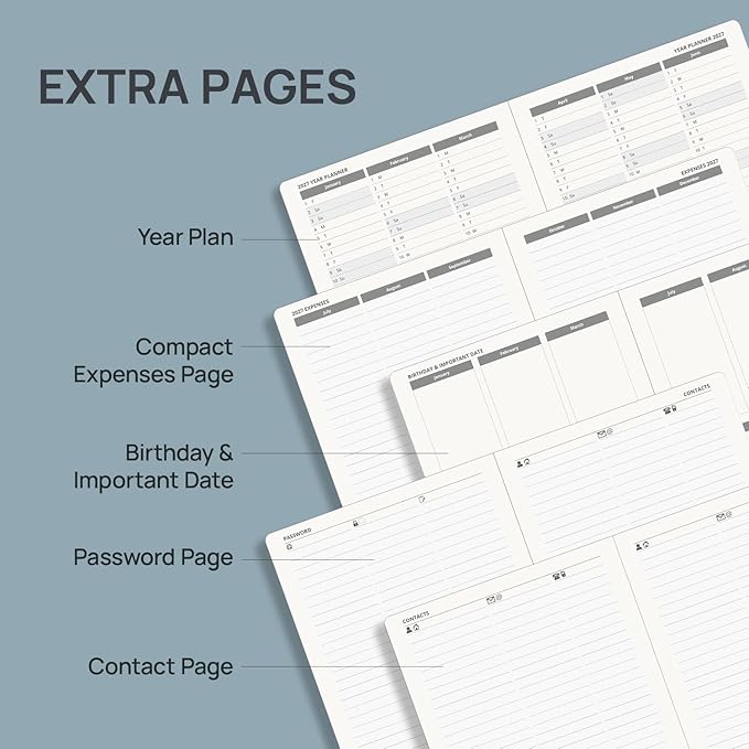 POPRUN 2027 Planner Weekly and Monthly, 6.5" x 8.75" Calendar, Jan 2027- Dec 2027 Agenda, Daily Appointment Book with Hourly Time Slots, Monthly Tabs, Hardcover, 100 GSM - Orange