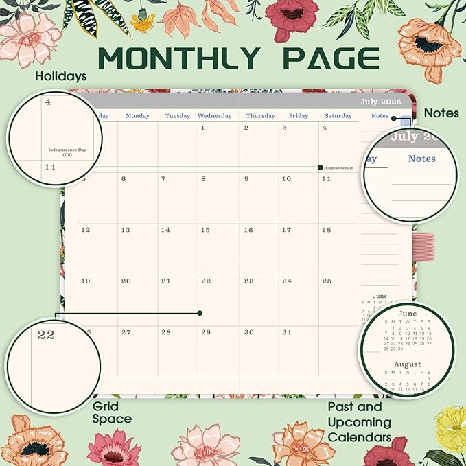 2026-2027 Pocket Planner/Calendar - July 2026 - June 2027, Pocket Calendar 2026-2027, Academic Planner, Weekly Monthly Planner, 6.3''×3.8'', Pen Loop, Pocket, 2 Book Marks, Elastic Closure, Note Pages