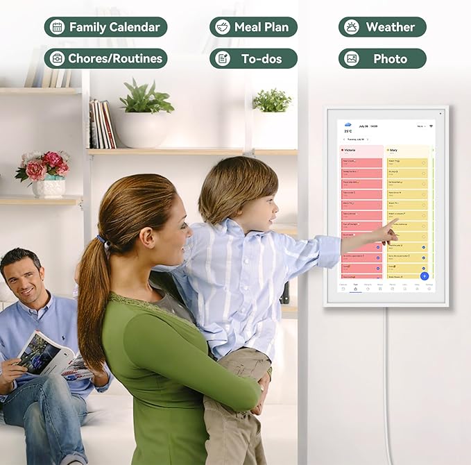 Digital Calendar,15.6 Inch Wall Planner Electronic Calendar&Chore Chart,Smart Wall Calendar Touchscreen Interactive Display for Family Schedules,Great for Organizing Your Routines,Wall&Desk Mountable,The Gift for Mother's Day