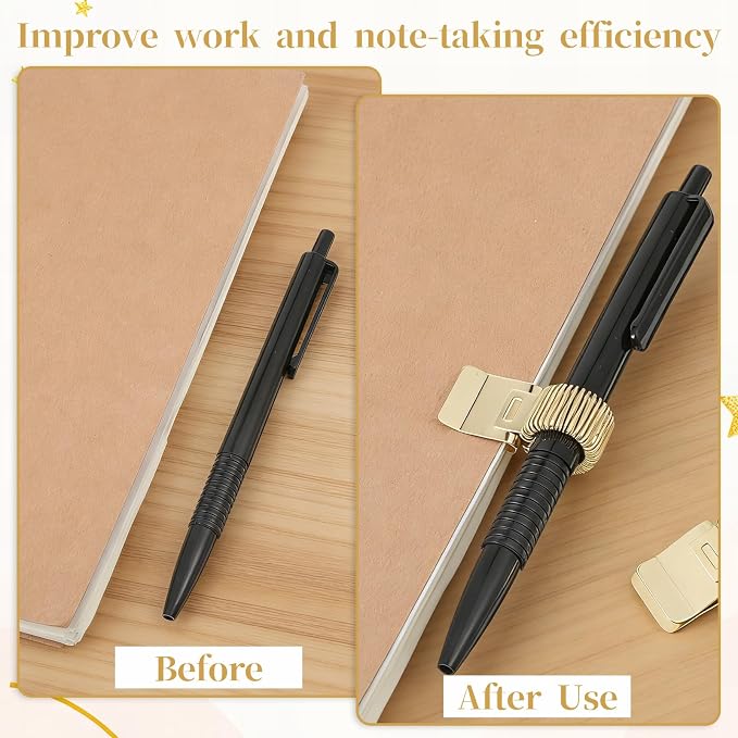 2 Pcs Pen Holder Clip, Metal Pen Clip Holder Metal Pencil Holders Clips Adjustable Loop Pencil Organizer with Spring Loop for Notebook Clipboard Home School Office