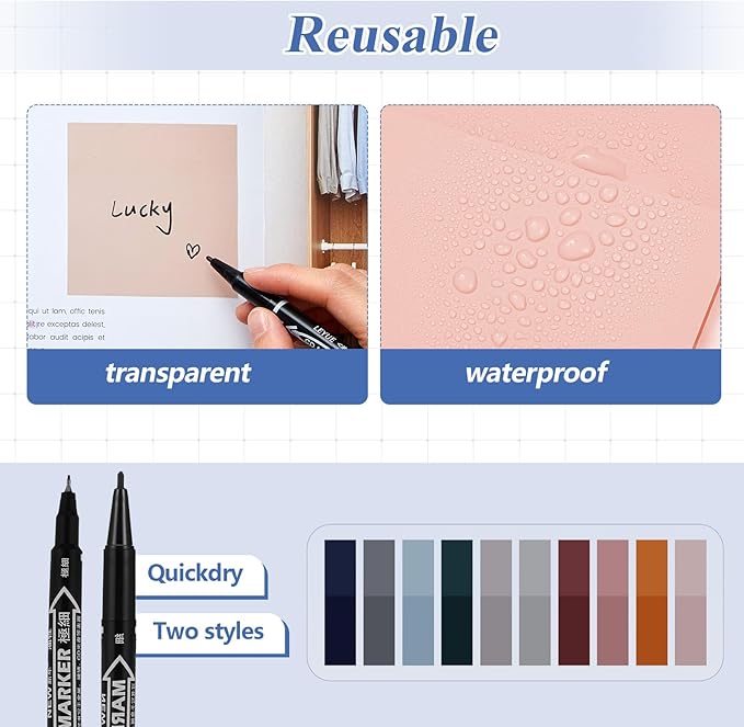 Jutom 39 Pcs Aesthetic Book Annotation Kit Highlighter with Pencil Case Bag Gel Pen Transparent Sticky Note Taking Bible Study College School Supplies(Black,Cute Style)