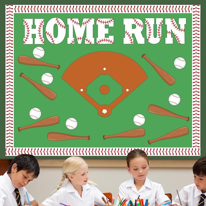 48pcs Baseball Bulletin Board Set for Back to Classroom Decorations Baseball Sports Bulletin Set Baseballs Paper Cutouts for Back Preschool Classroom Baseballs Sports Party School Wall Decor Supplies