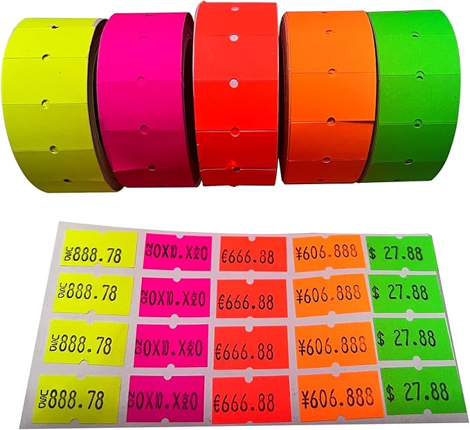 20,000pcs 1 line Price Gun Label, Removable and Adhesive Price and Sale Stickers for Office, Suitable for NEW5500,MX-5500,CN979,Total and Inch Pricing for Garage.(Multicolor)