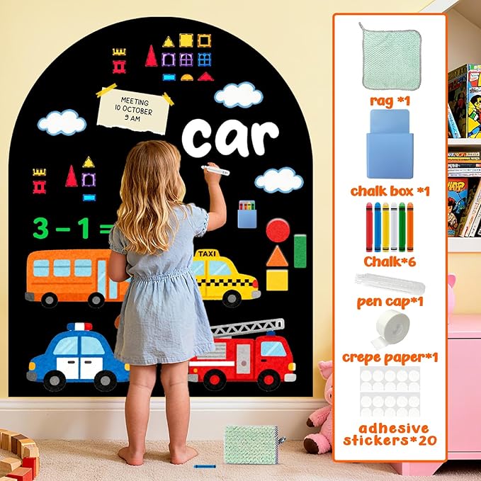 Large Magnetic Arch Wall Decal 31X39 Inch Magnetic Arch Chalkboard Decals for Wall Magic Playwall Magnet Wall Board Black Chalk Board Arch for Kids Room Toddlers Playroom Nursery Classroom Decor