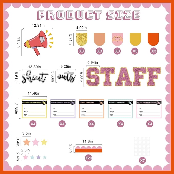 Mooliwe Bulletin Board Decoration Kit Staff Shout Out Bulletin Board Set with 20 Pcs Shout Out Appreciation and Recognition Cutouts for Office Appreciation Wall Door