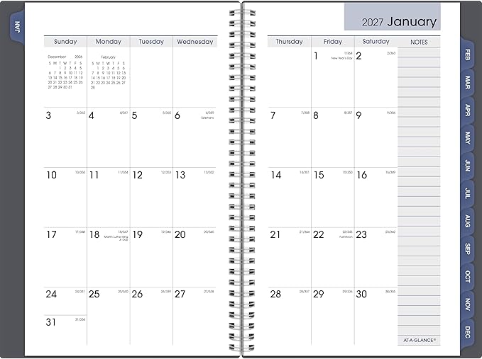 AT-A-GLANCE 2027 Planner, Weekly & Monthly, 5" x 8", DayMinder, Gray (GC2000727)