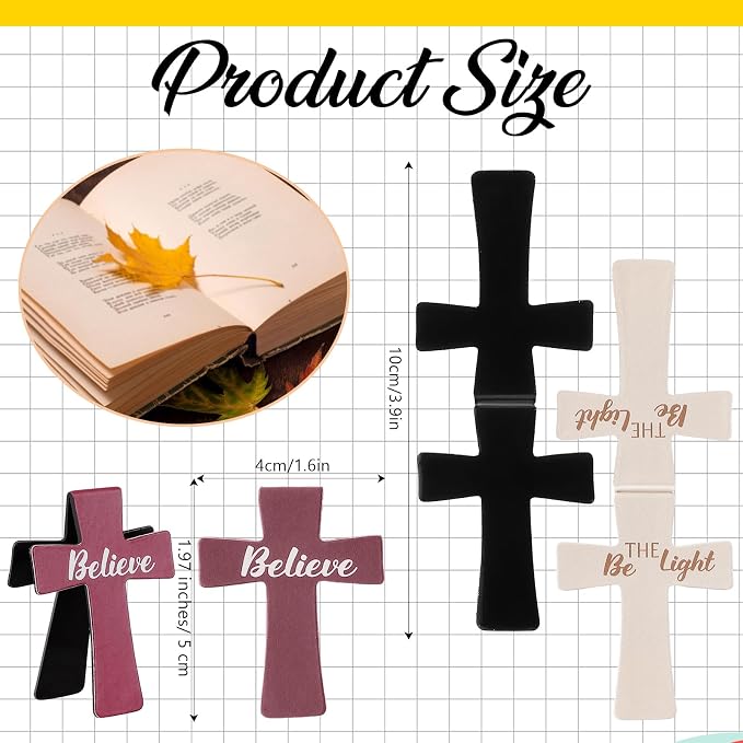 Resurhang 48 Pcs Magnetic Bookmarks Christian Cross Magnetic Page Markers Religious Bible Verses Bookmarks for Mother's Day Women Student Church Study Group Graduation Coworker Team (Morandi)