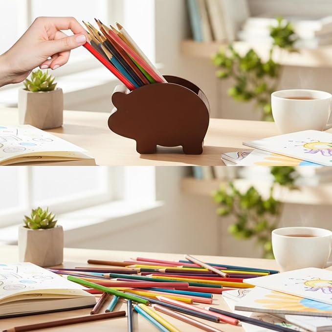 MALLMALL6 Mexico Pig Pencil Holder - Cute Piggy Wooden Pen Holder, Back to School Funny Caddy Case Gift for Kids, Durable Desktop Storage Organizer for School Classroom Teacher Office
